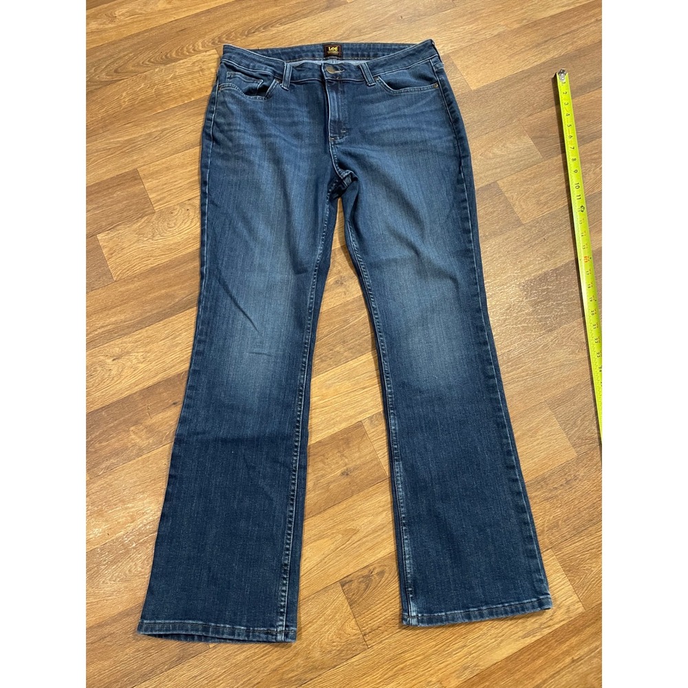 Lee Womens Mid Rise Bootcut Jeans Dark Wash Stretch Denim Size 14M - Picture 2 of 6